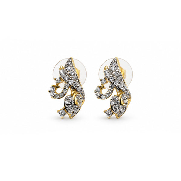 Gold Plated American Diamond Stud Earrings for Women