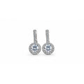 Silver Plated American Diamond Halo Drop Earrings for Women