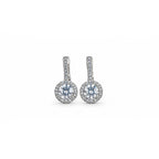 Silver Plated American Diamond Halo Drop Earrings for Women