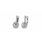 Silver Plated American Diamond Halo Drop Earrings for Women