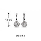 Silver Plated American Diamond Halo Drop Earrings for Women