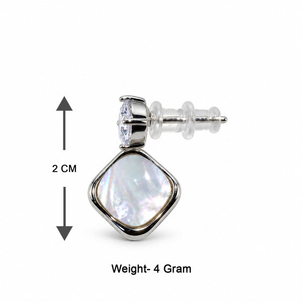 SILVER PLATED SQUARE PEARL DROP EARRINGS