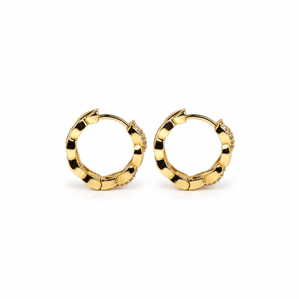 GOLD PLATED TWISTED CZ HOOP EARRINGS