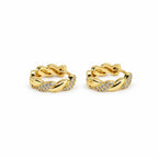 GOLD PLATED TWISTED CZ HOOP EARRINGS