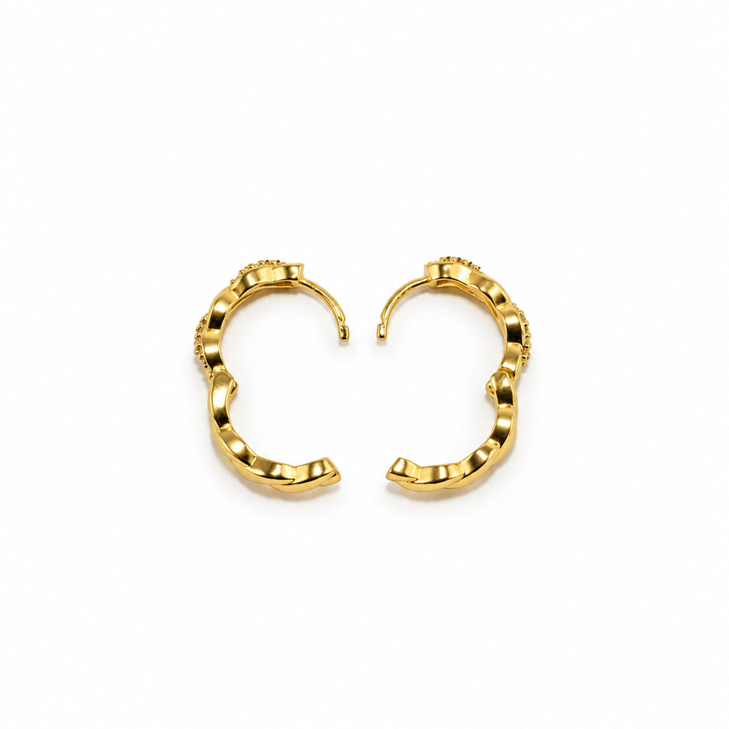 GOLD PLATED TWISTED CZ HOOP EARRINGS