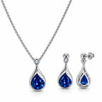 SILVER TONE BLUE CRYSTAL NECKLACE & BRACELET JEWELLERY SET