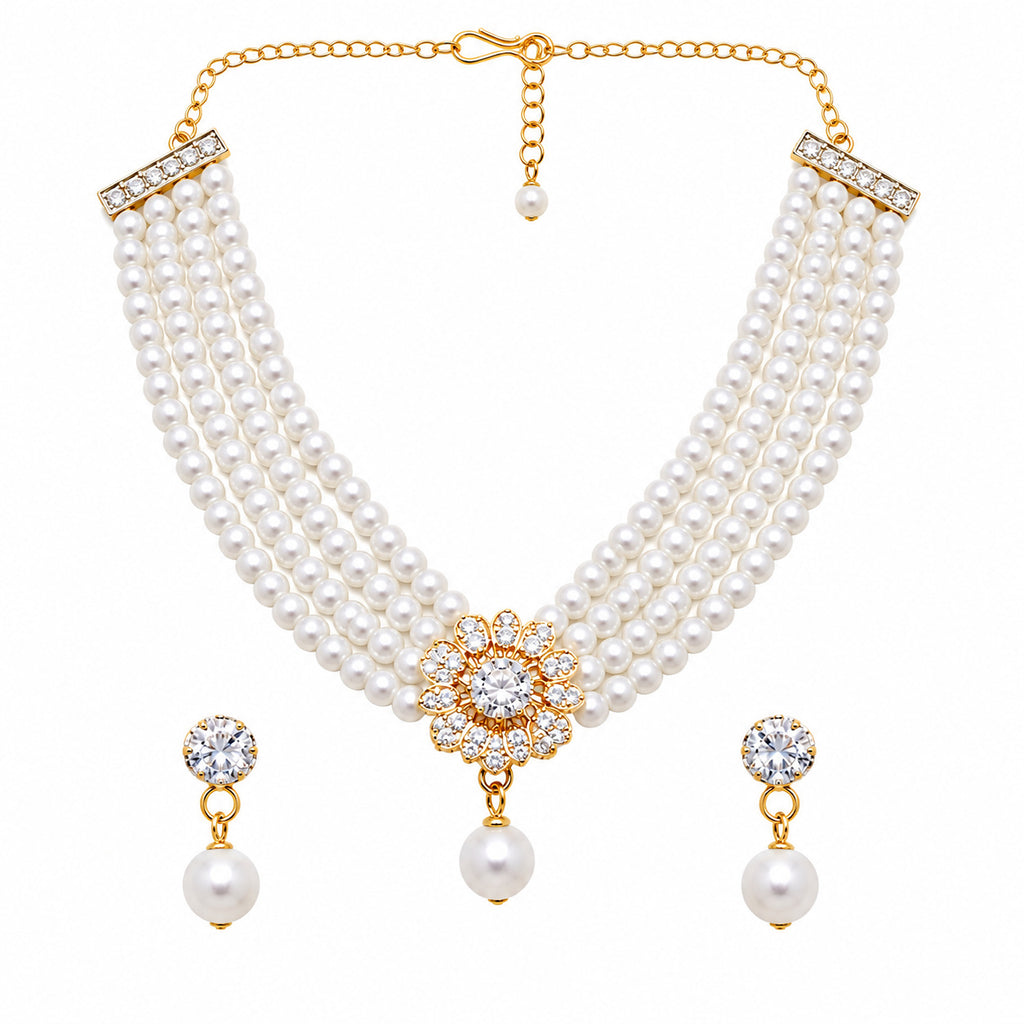 Elegant Multi-Layer Pearl Jewellery Set  for Women