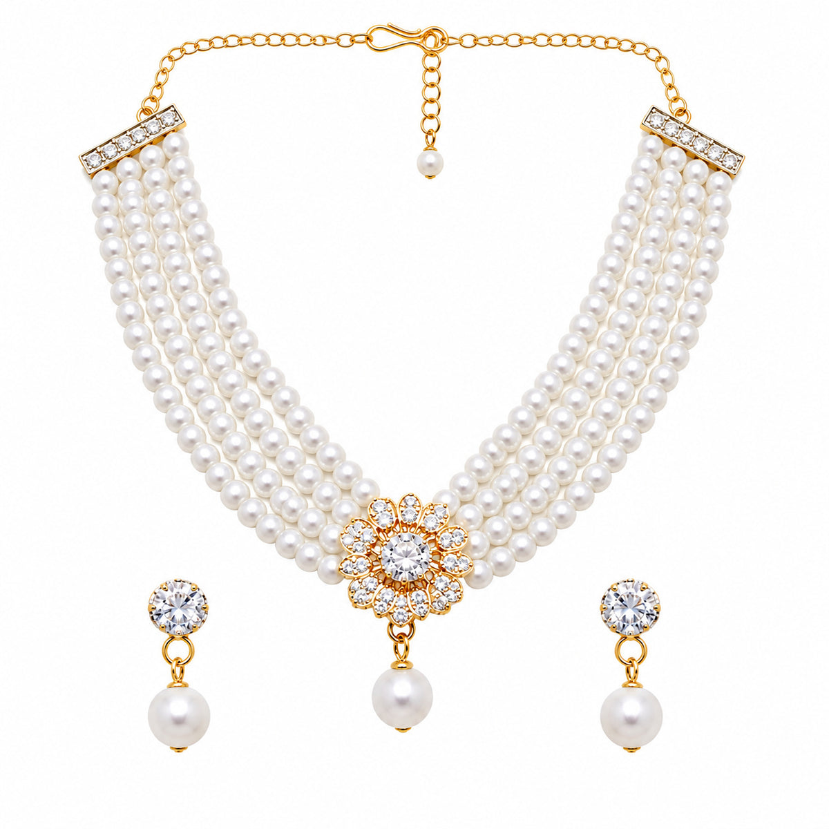 Elegant Multi-Layer Pearl Jewellery Set  for Women