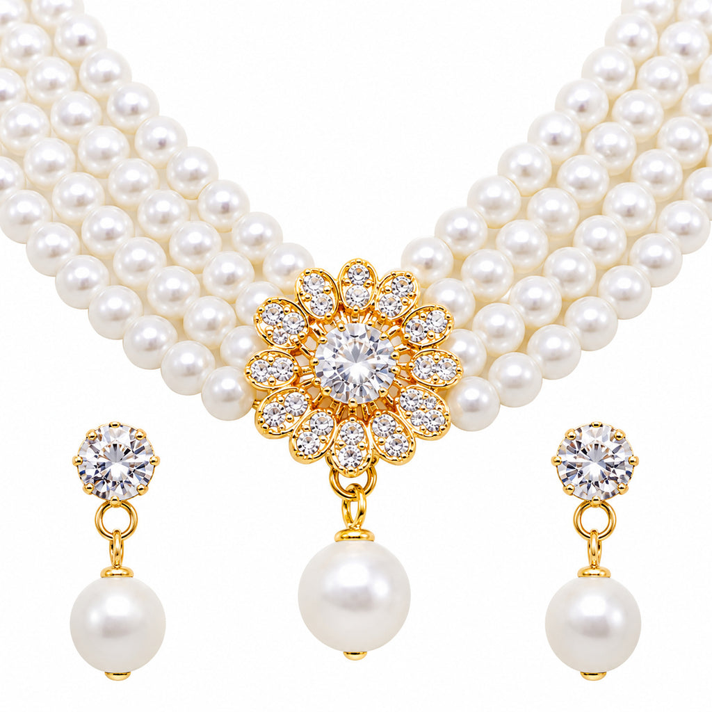 Elegant Multi-Layer Pearl Jewellery Set  for Women