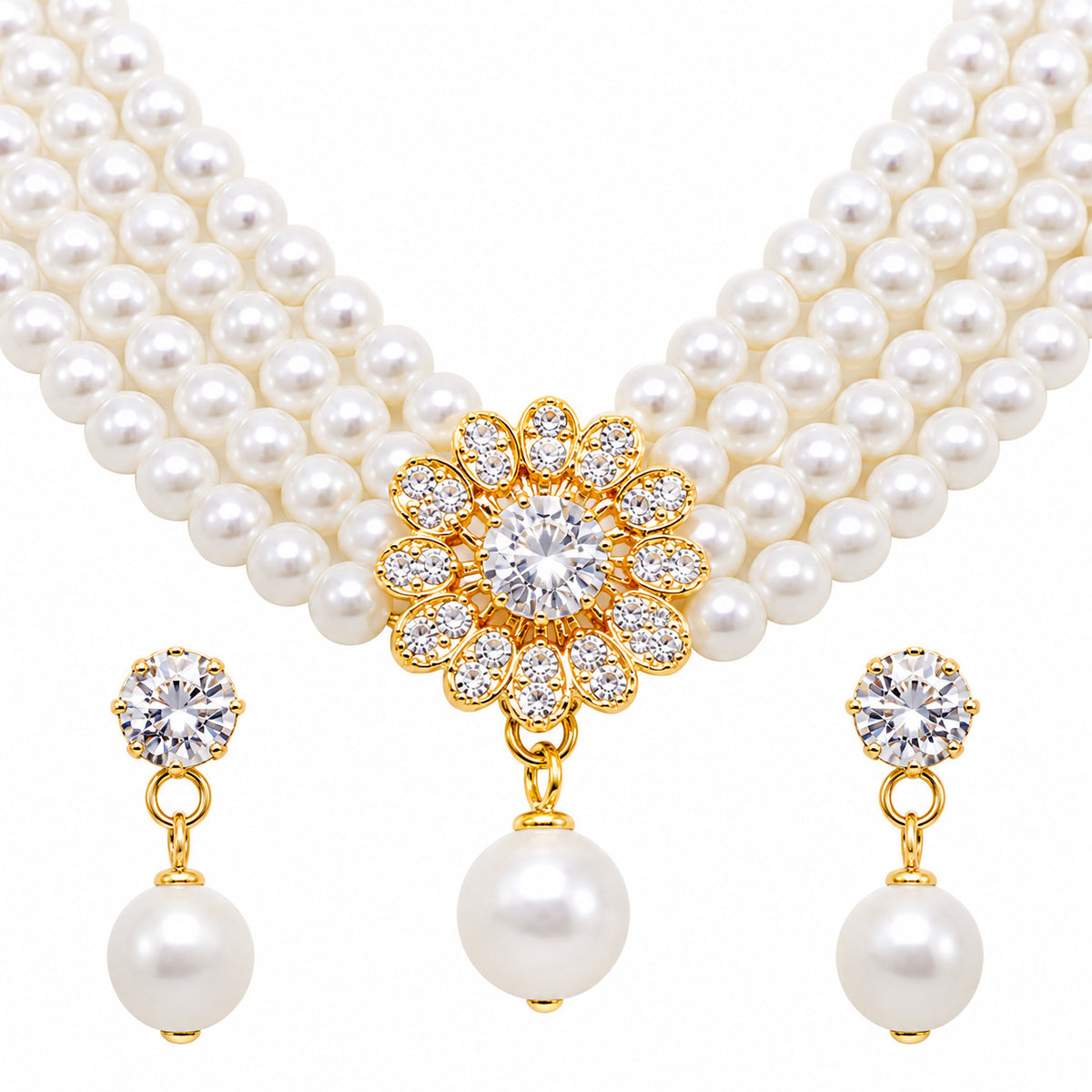 Elegant Multi-Layer Pearl Jewellery Set  for Women