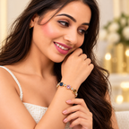 Gold-Toned Multicolour Crystal-Style Stone Studded Bracelet