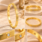 Golden Radiance Crystal Studded Bangle for Women
