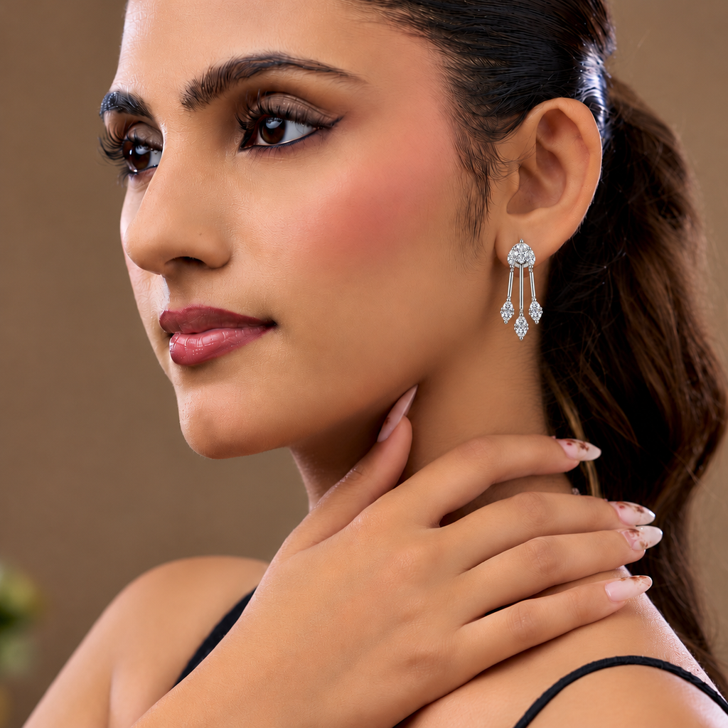 Silver-Tone Crystal Stud Earrings for Women