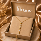 Golden Cascade Crystal Drop Necklace for Women – Elegant Y-Shaped Gold-Tone Pendant Necklace for Party & Wedding Wear