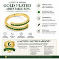 Emerald Glow Gold-Plated Adjustable Ring for Women – Green Cubic Zirconia Double Band Ring