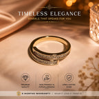 Golden Aura Gold-Plated Cubic Zirconia Double Band Ring for Women – Adjustable Statement Ring