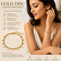 Golden Drops Gold-Plated Disc Charm Bracelet for Women – Double Layer Adjustable Minimalist Bracelet