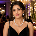 Pearl Elegance Classic White Pearl Necklace & Earrings Set for Women – Timeless Jewellery Set for Wedding & Party Wear