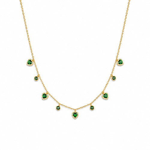 Emerald Heart Gold-Tone Green Stone Necklace & Earrings Set for Women – Elegant Party & Daily Wear Jewellery