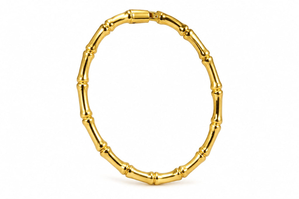 Golden Bamboo Kada for Women – Gold-Plated Bamboo Design Openable Bangle Bracelet