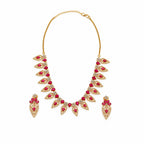 Gold Plated Red Stone Bridal Necklace Set