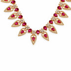 Gold Plated Red Stone Bridal Necklace Set