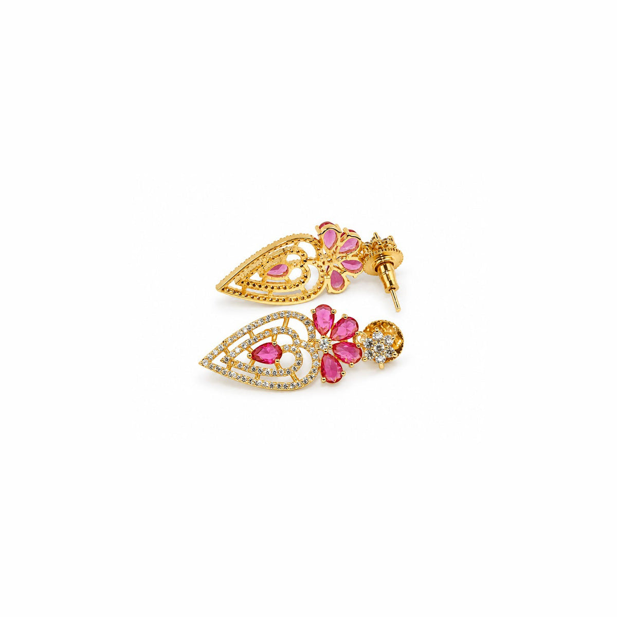 Gold Plated Red Stone Bridal Necklace Set