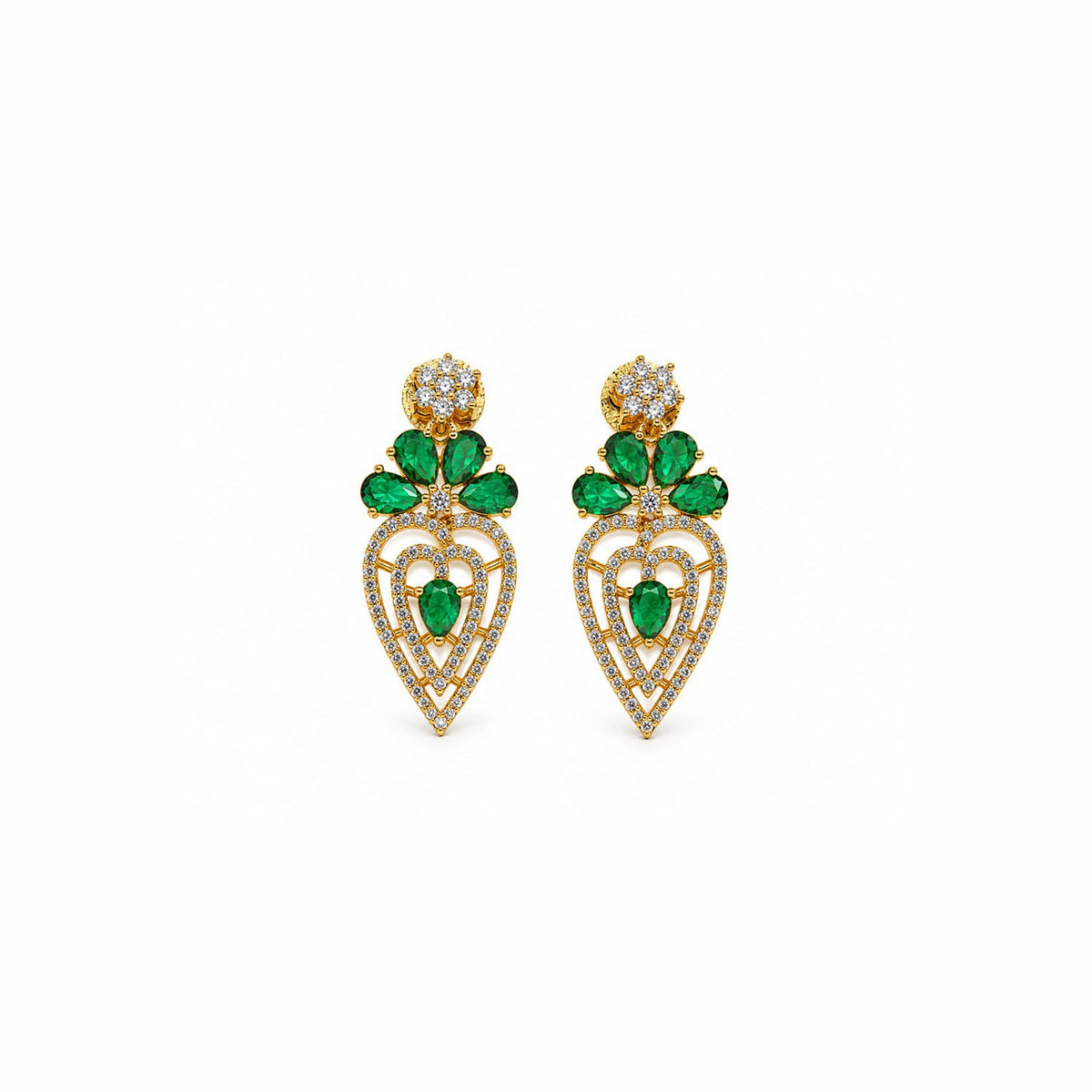 Green Stone Gold Plated Bridal Necklace Set