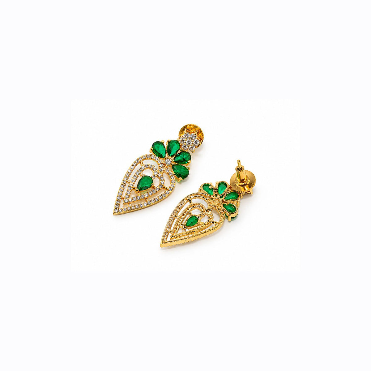 Green Stone Gold Plated Bridal Necklace Set