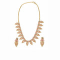 Gold Plated American Diamond (AD) Pink Stone Necklace Set