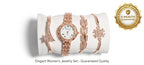 Elegant Rose Gold Women’s Watch &amp; Bracelet Gift Set