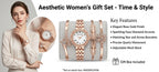 Elegant Rose Gold Women’s Watch &amp; Bracelet Gift Set
