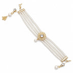 Elegant Multi-Layer Pearl Bracelet for Women – Gold-Tone Floral Statement Jewellery