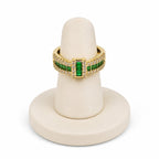 Emerald Luxe Gold-Tone Green Crystal Statement Ring for Women – Adjustable Cocktail & Party Ring