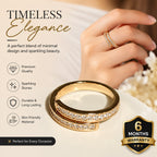 Golden Aura Gold-Plated Cubic Zirconia Double Band Ring for Women – Adjustable Statement Ring