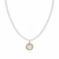 Pearl Royale Gold-Tone Sunburst Pendant Necklace for Women – Classic White Pearl Statement Necklace