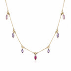 Amethyst Drop Gold-Tone Necklace for Women – Purple Crystal Charm Necklace for Party & Daily Wear