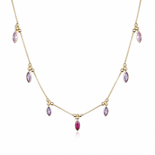 Amethyst Drop Gold-Tone Necklace for Women