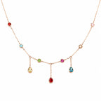 Rainbow Radiance Gold-Tone Multicolor Crystal Drop Necklace for Women – Colorful Statement & Party Wear Necklace