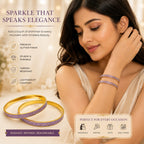 Lavender Sparkle Gold-Tone Glitter Bangles for Women – Set of 2 Elegant Purple Party Wear Bangles
