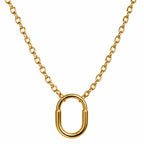 old Link Gold-Tone Oval Pendant Chain Necklace for Women – Modern Statement Fashion Jewellery