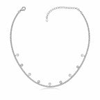 Luna Sparkle Silver-Tone Disc & Crystal Station Necklace for Women – Minimal Adjustable Daily Wear Chain