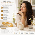 Gold-Tone Floral Cut-Out Bangle for Women – Butterfly CZ Stone Designer Bracelet