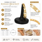 Gold-Tone Floral Cut-Out Bangle for Women – Butterfly CZ Stone Designer Bracelet