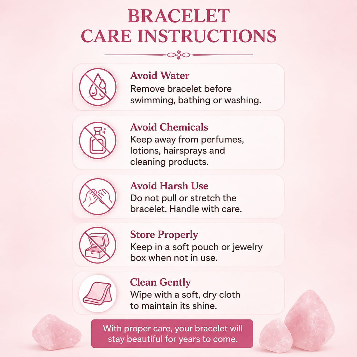 Spiry Rose Quartz Bracelet for Women & Men