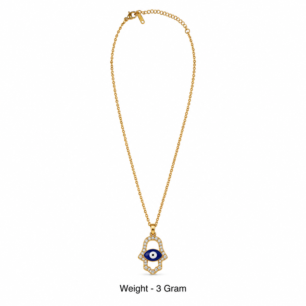 Gold Hamsa Evil Eye Pendant Necklace