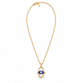 Gold Hamsa Evil Eye Pendant Necklace