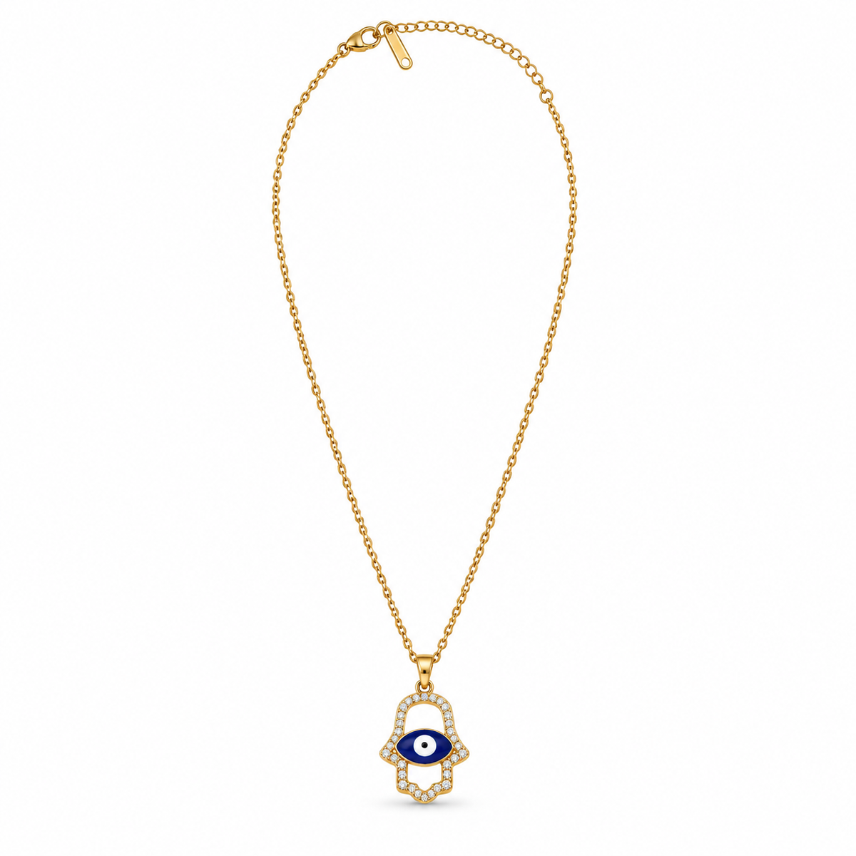 Gold Hamsa Evil Eye Pendant Necklace