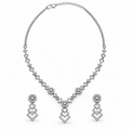 Silver Stone Necklace & Earrings Set
