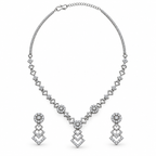 Silver Stone Necklace & Earrings Set